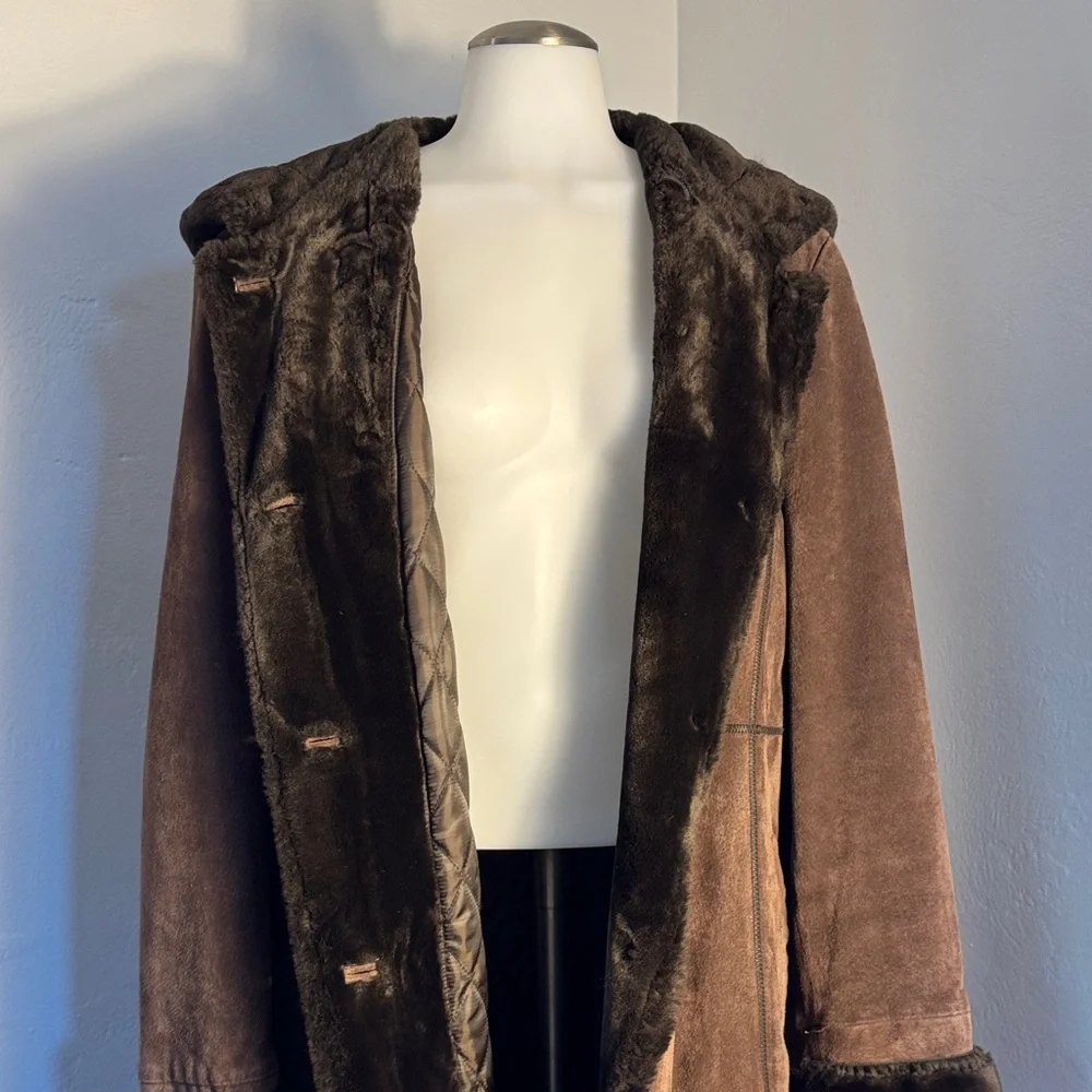 Gallery Brown Teddy Jacket with Fur Trim